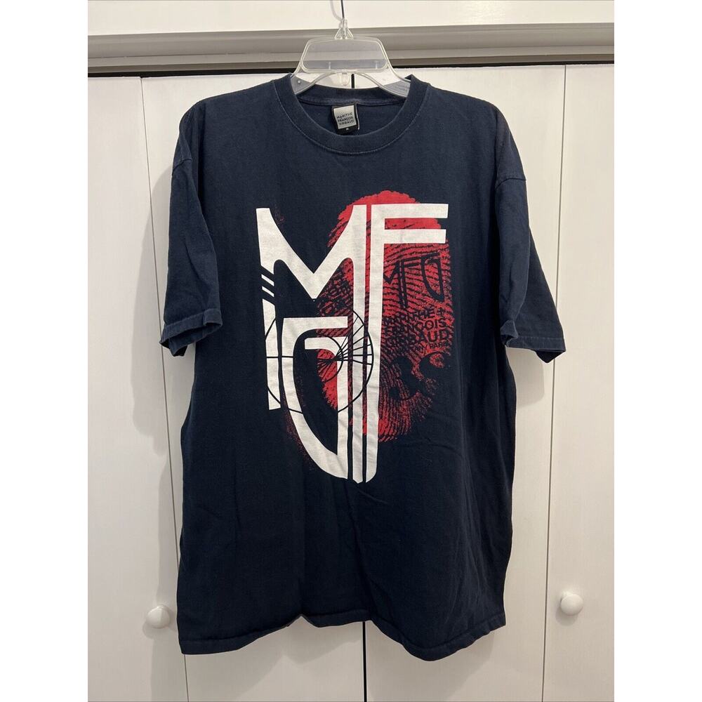 VTG 90s/Y2K Marithe & Francois Girbaud MFG Navy Blue T-Shirt Sz XL Front Graphic